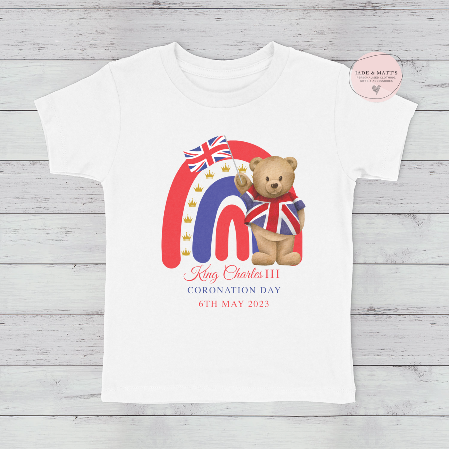 Kings Coronation 2023 | Bear Rainbow | children's t-shirts - white