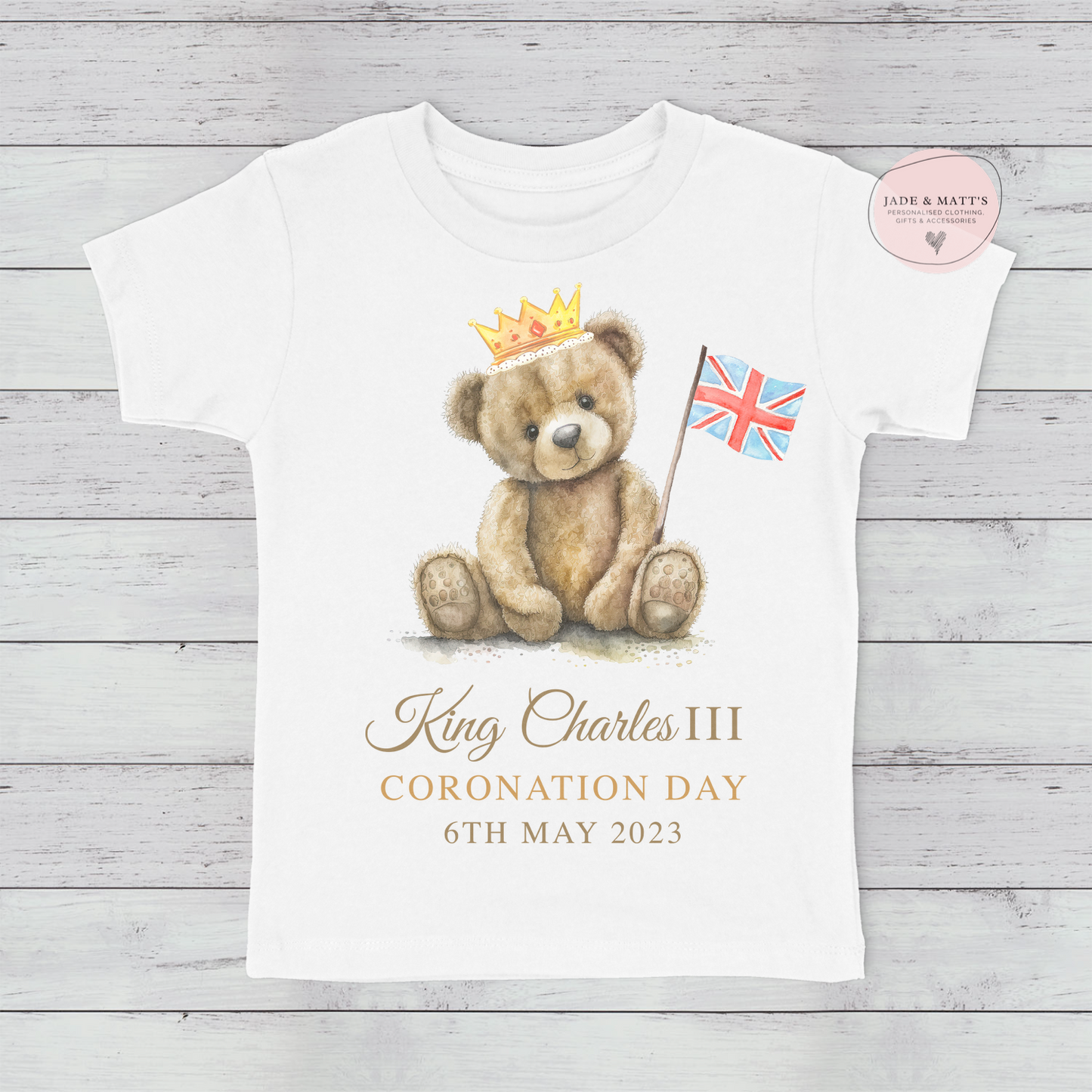 Kings Coronation 2023 | Bear with Flag | children's t-shirts - white