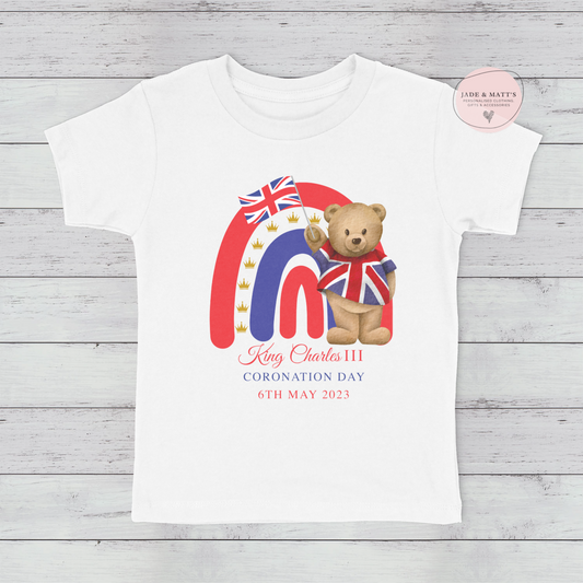 Kings Coronation 2023 |  Bear Rainbow | children's t-shirts - white