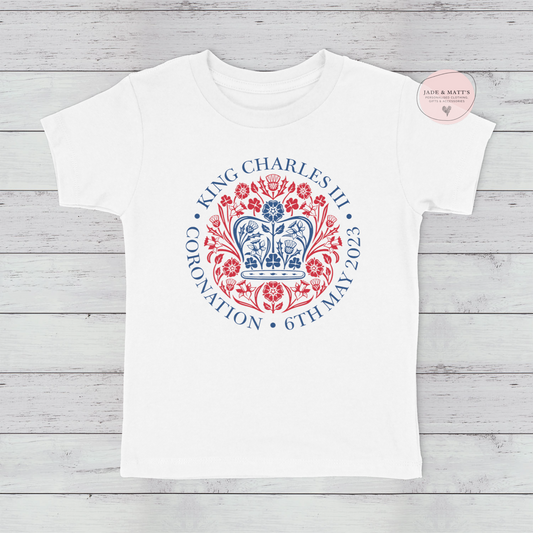 Kings Coronation 2023 logo children's t-shirts - white